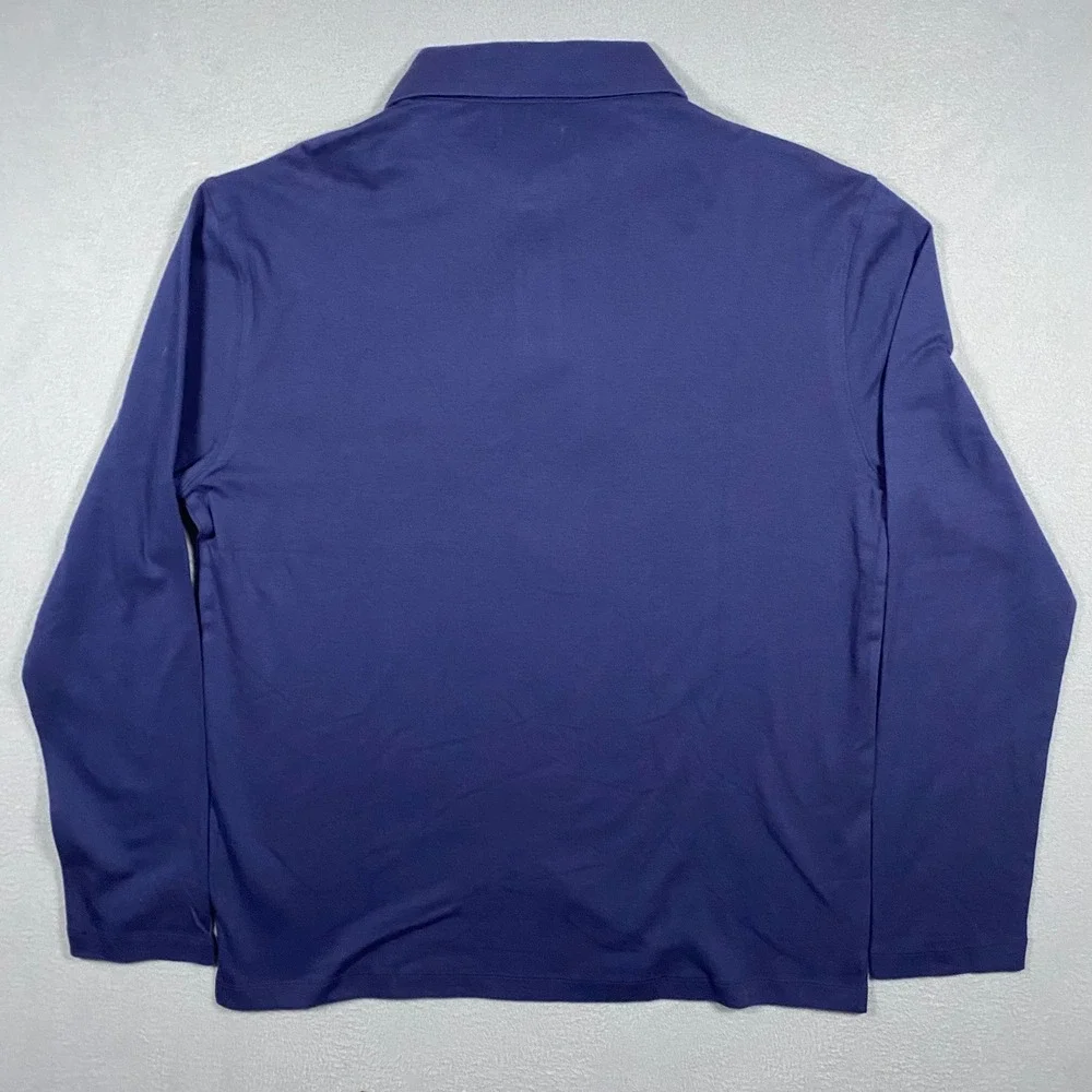 Banana Republic Mens Luxe Touch Long Sleeve Polo Shirt Navy Blue Large NWT